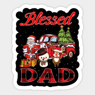 Blessed Dad Red Plaid Christmas Sticker